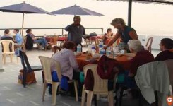 dinner at a rooftop restaurant in varanasi